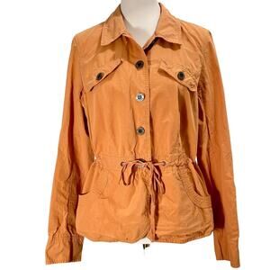 Vintage Y2K Axcess Utility Jacket Orange Cinch Waist Pull Womens Size 12 Medium